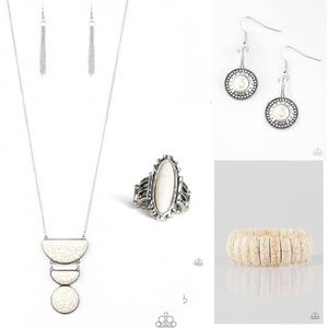 Beautiful White Crackle Stone Jewelry Set